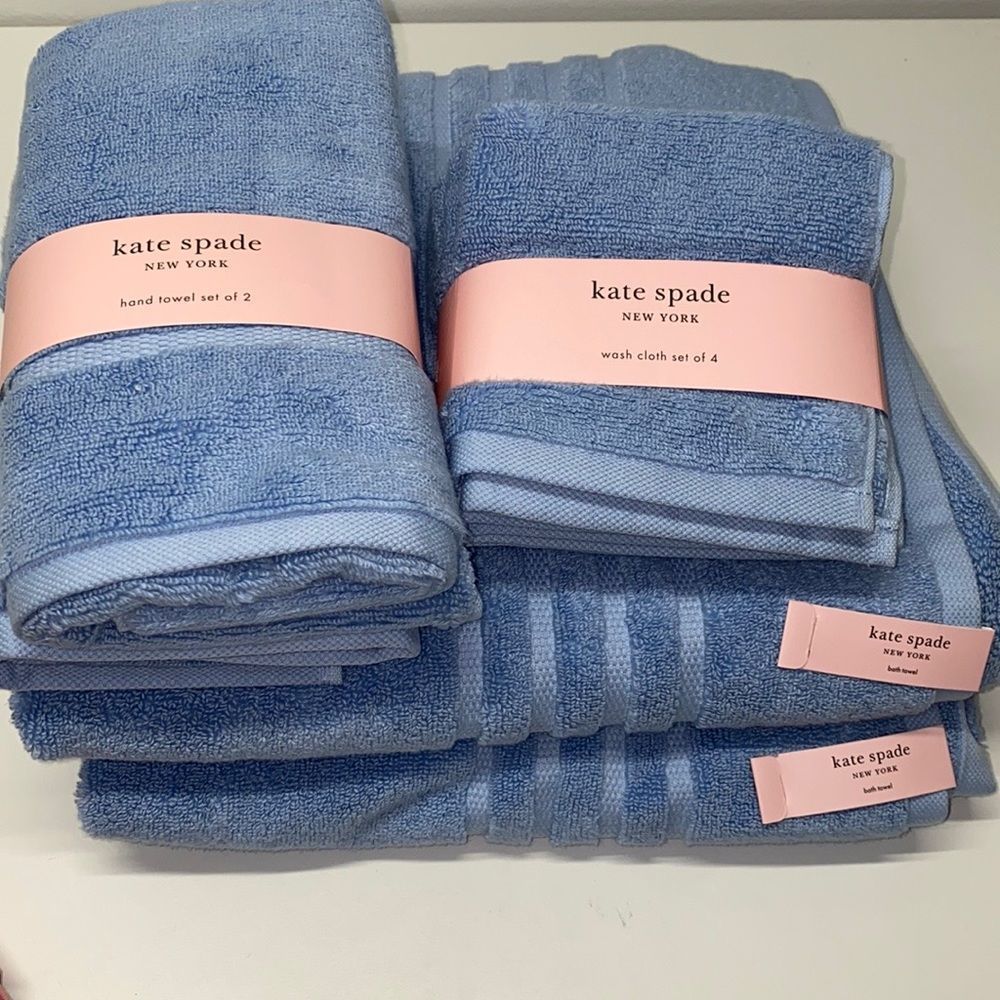 🔥kate spade ♠️🍀 100% Cotton Towel Set 8-Piece Bath Hand Washcloths New - Picture 1 of 4